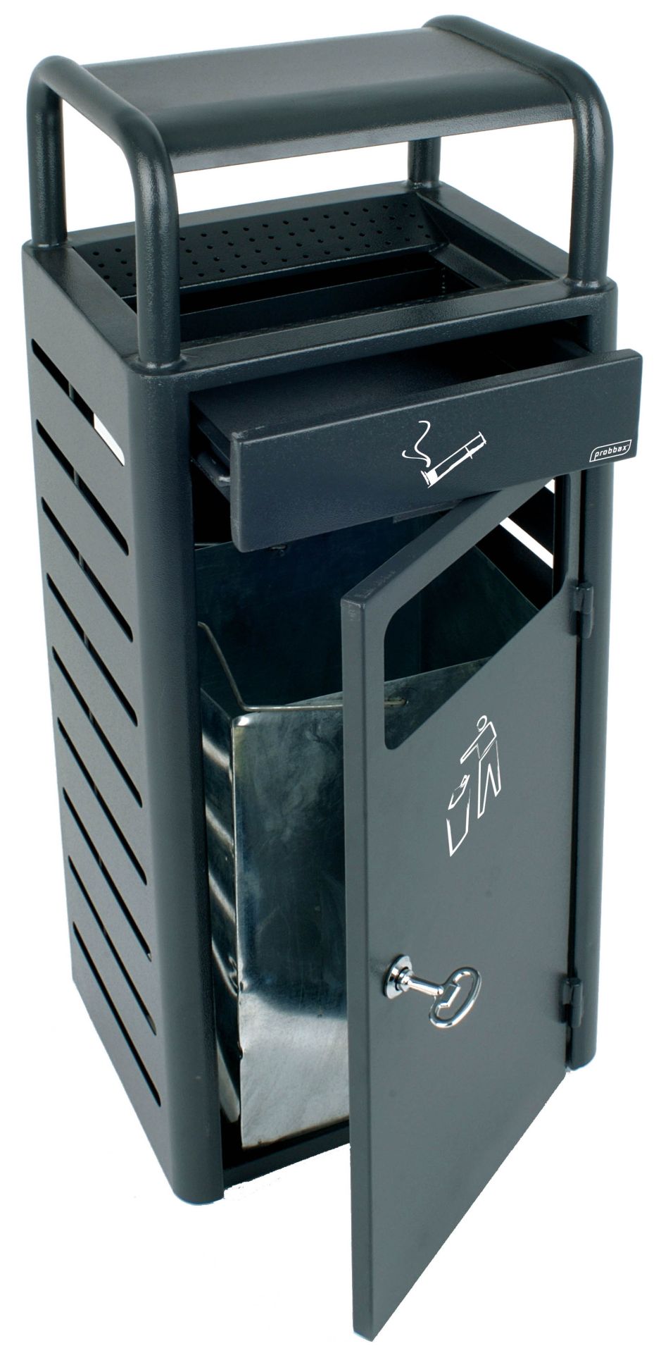 Conteneur cendrier Probbax® 20L - Capacité cendrier 2.3L - Anthracite - Acier galvanisé_1