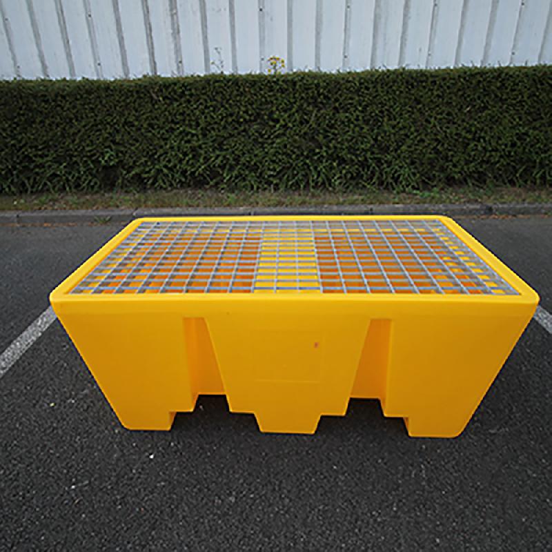 Lot de 4 bacs de rétention pour 2 fûts - PEHD - 300L - Passage de fourches - Plast'Up Rotomoulage_1