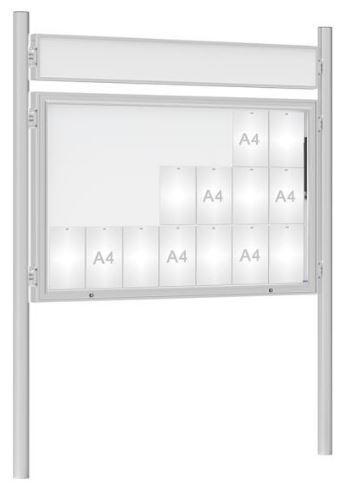 Vitrine extérieure anodisée 75 sur poteaux - affichage 8 à 30 A4 - Plexichocs - serrure de sécurité_1