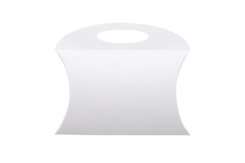 Boîte en forme de petit coussin - sur mesure en papier cartonné imprimé quadri avec poignée_1
