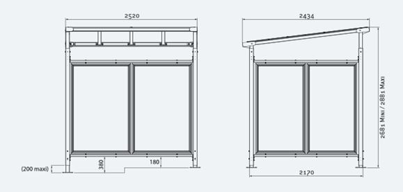 Abri vélos classique bicolore MILAN - style moderne et toiture coupe-vent_1