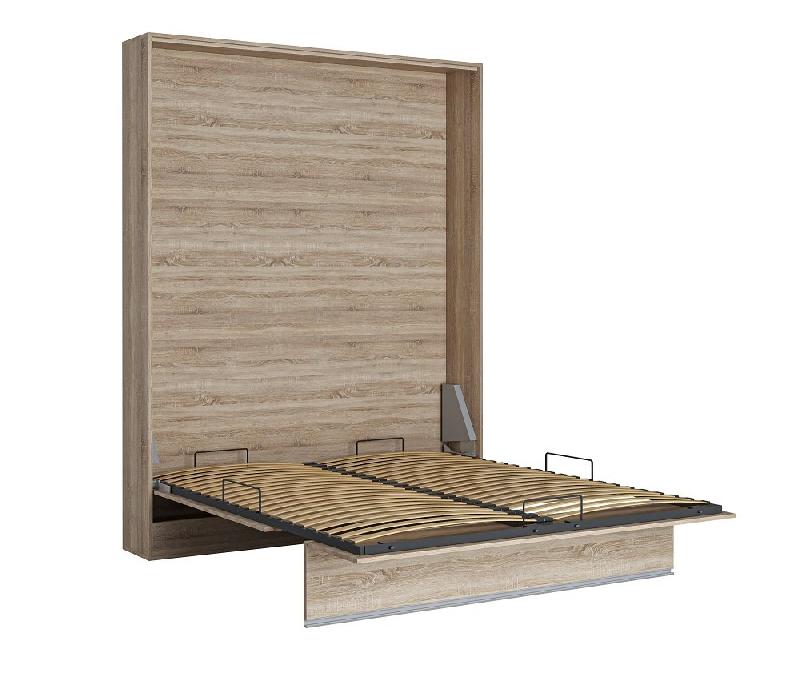 Armoire lit escamotable BERMUDES - Chêne - 160x200 cm avec sommier à lattes et ouverture assistée_1