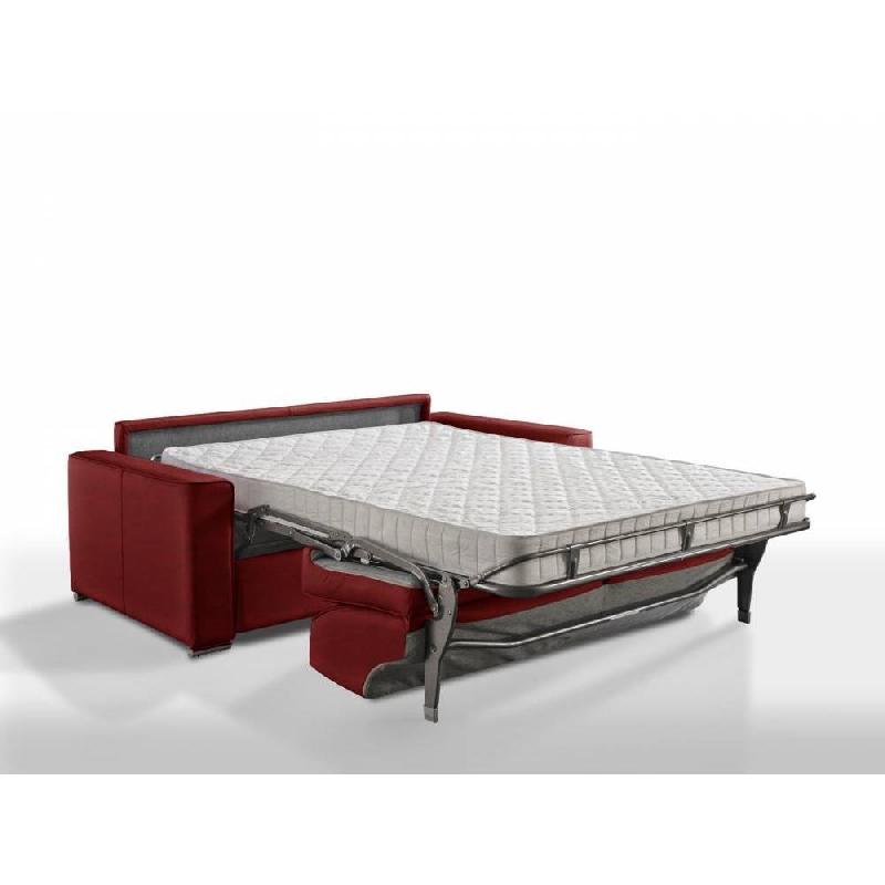 Canapé convertible express premium 120 cm - sommier à lattes RENATONISI - matelas BULTEX - microfibre Bordeaux_1
