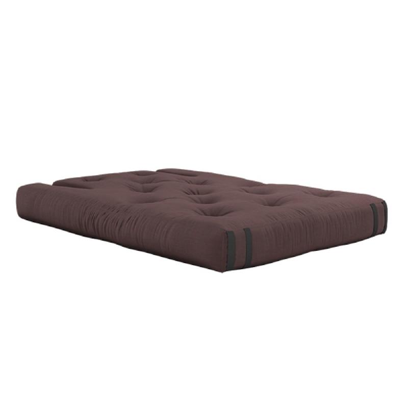 Canapé futon convertible HIPPO SOFA - couleur marron - matelas épais 140x200 cm_1