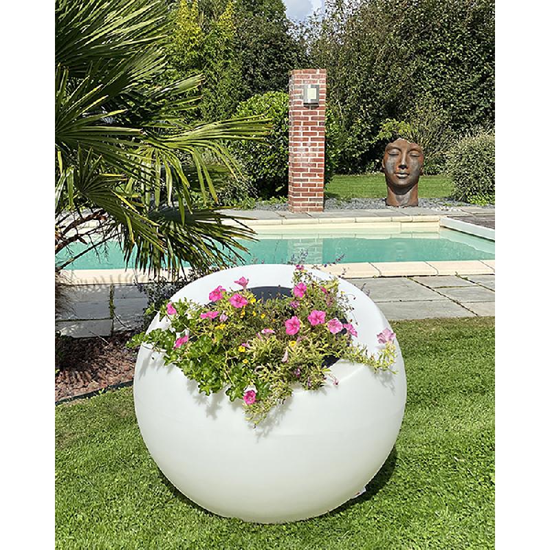 Pot de fleurs rond sphérique lumineux XXL Dolce Vita 300L - polyéthylène rotomoulé, design original, fabrication française_1