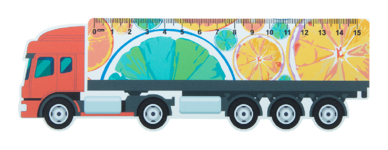 Règle flexible en plastique 15 cm - Forme de camion - Personnalisable en quadri_1