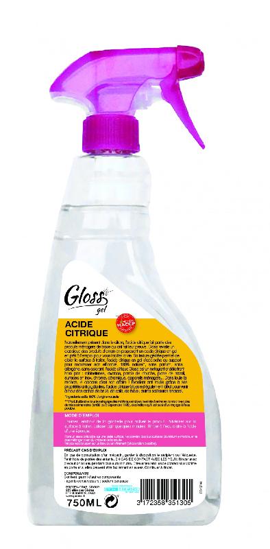 Acide citrique en gel multisurface GLOSS Gel 750 ml - détartrant naturel, anti-rouille, compatible contact alimentaire_1