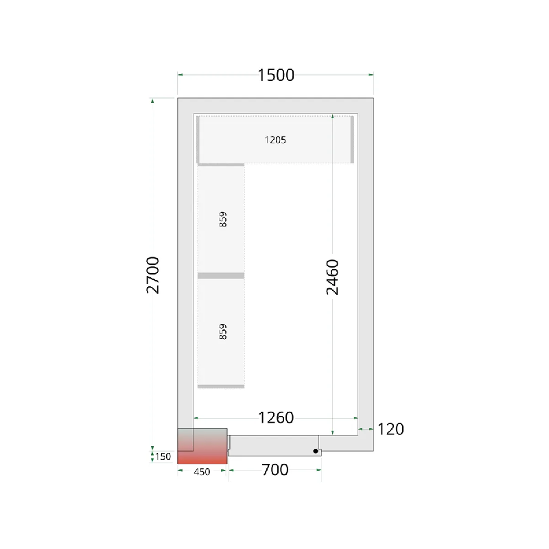 Chambre froide négative CRNF1527 Blanc 1500 x 2700 x 2200 mm TEFCOLD_1