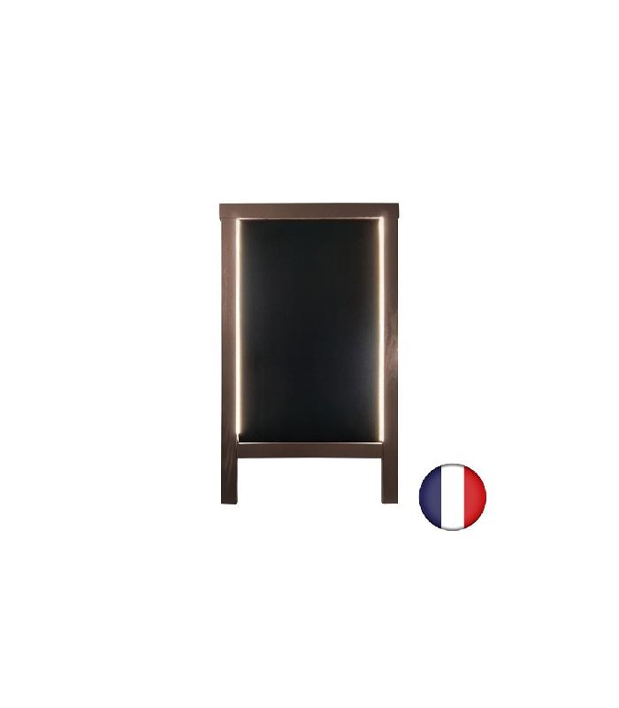 Chevalet stop trottoir en bois avec éclairage LED - 127 x 75 cm - Référence : LSTF38CHO+LED_1