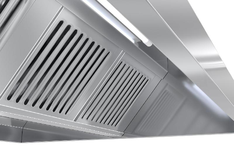 Hottes de plafond inox statiques - avec lampe et filtres - Profondeur 1m30 - 3400_1