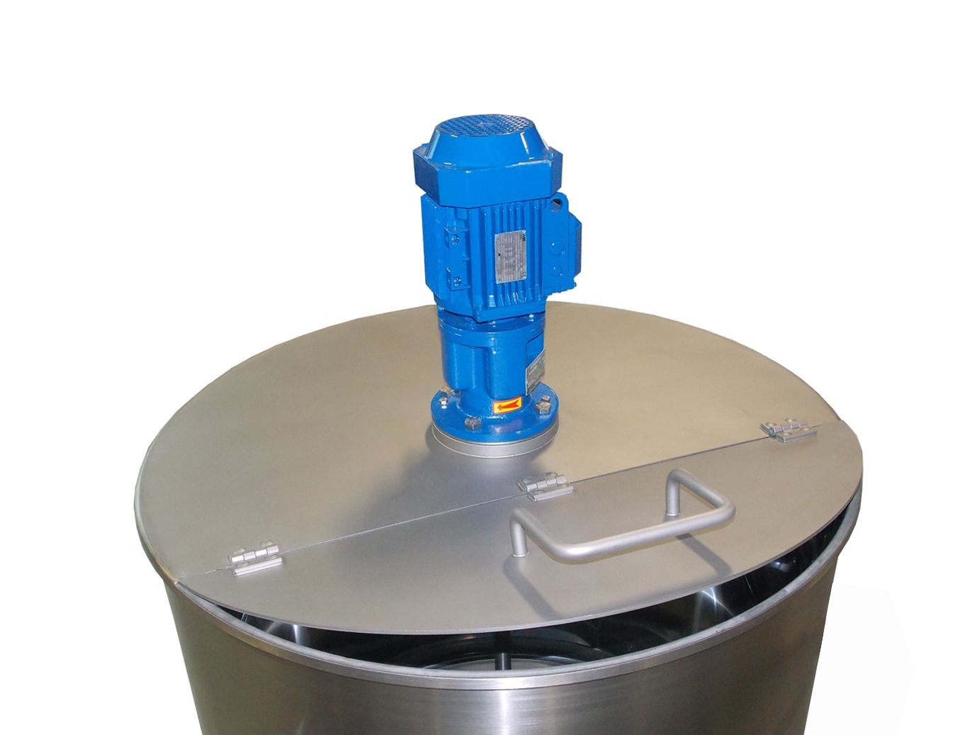 Minitank MTHM (Mixer) - Réservoir de stockage industriel Incon - Fond bombé avec bride centrale, tuyau à 90° et pieds soudés_1