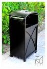 Poubelle publique Skala - Zano - design rétro en acier noir - 60L avec cendrier intégré_1