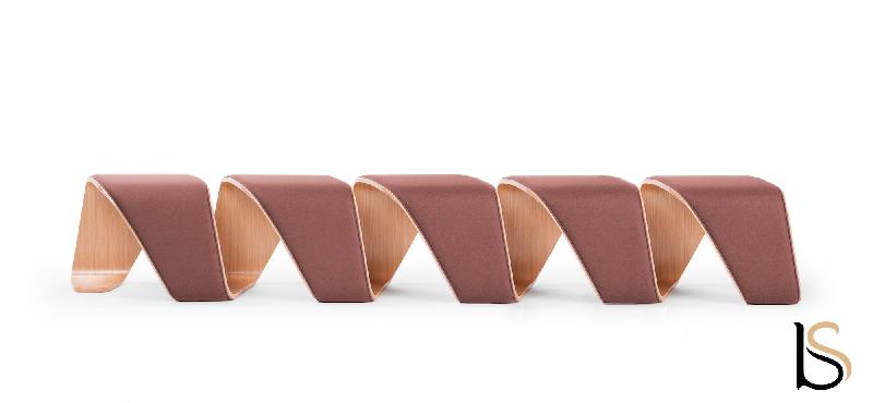 Banc d'accueil ADN tapissé - True Design - Bleu, 5 places_1
