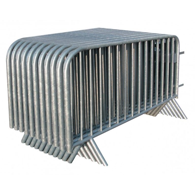 Barrière de police 14 barreaux robuste - galvanisée avec pieds éventail - 2m x 1,10m - Réf. 13911_1
