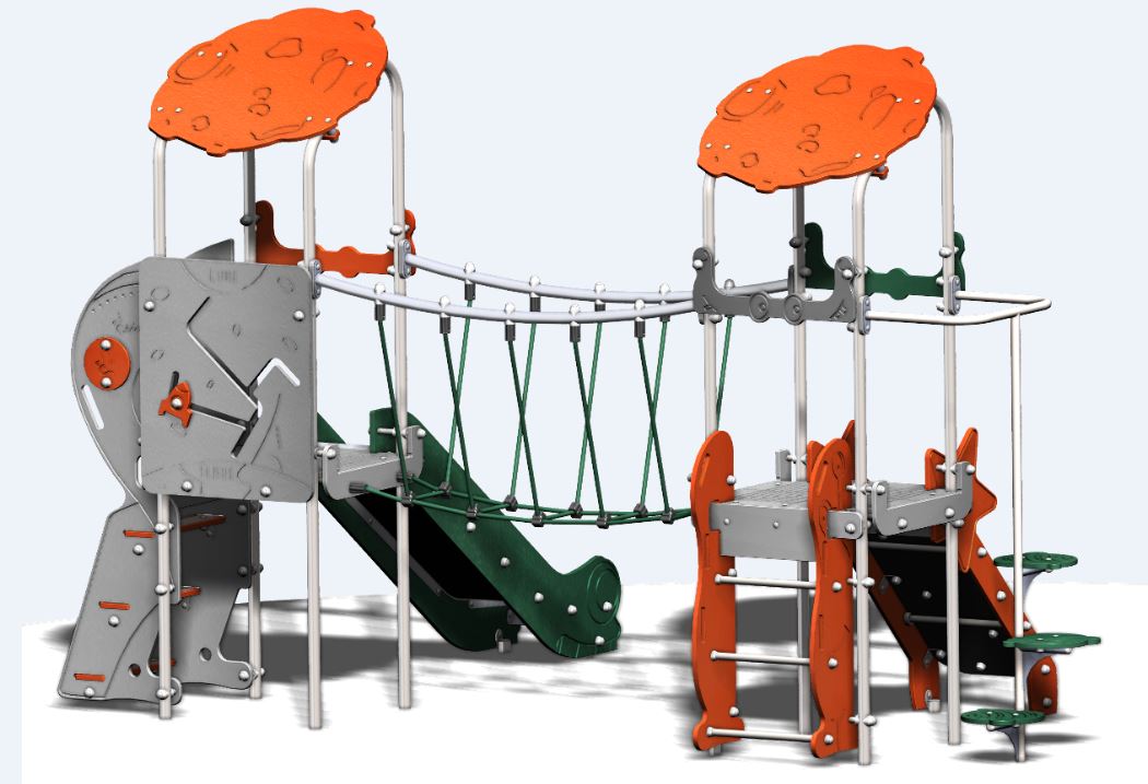 Structure de jeux combinée inox - 2 tours - Gamme Primo Spacio PRS292 - CREA Équipements_1
