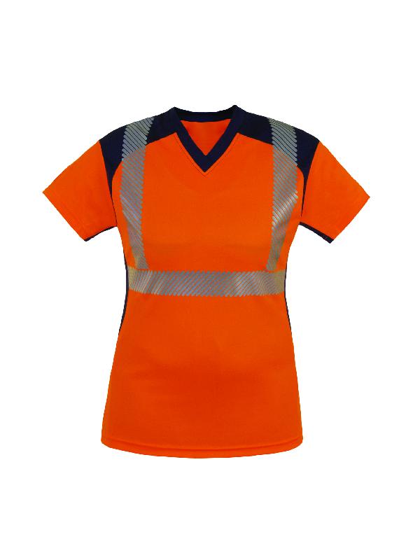 T-shirt Bahia pour femme Sun - haute visibilité - T2S - tailles S à XXXL - jaune/marine ou orange/marine_1