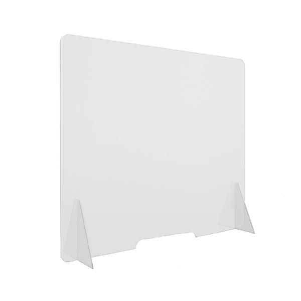 Vitre de Protection Plexiglass 4mm Transparent GM H 95 x L 80 cm + 2 Pieds - Réf : 490708 - Ouverture « passe-documents »_1