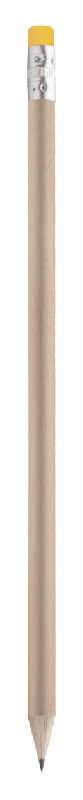 Crayon à papier en bois naturel avec gomme colorée - non taillé - couleur jaune_1