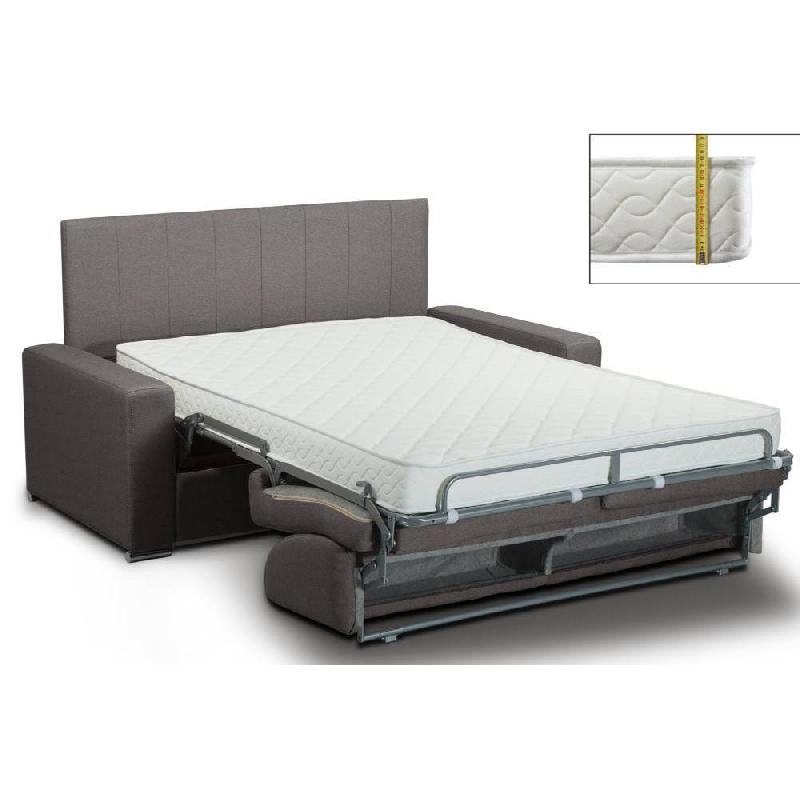 Canapé lit OPERA - Express ouverture - Lattes 120 cm - Matelas 16 cm - Tête de lit intégrée - Tweed marron chocolat_1