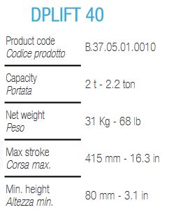 Dplift 40 - crics hydrauliques manuels à chariot Dino Paoli - capacité 2T - poids 31 kg_1