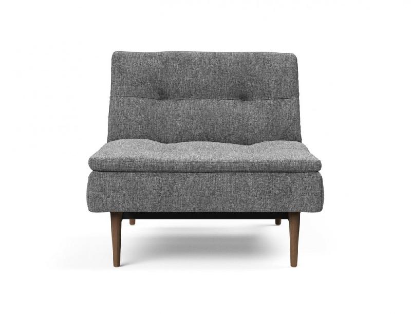 Fauteuil design Dublexo Styletto convertible lit 90x115 cm - Pieds chêne foncé - Tissu Twist Charcoal_1