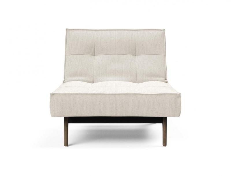Fauteuil convertible Innovation Living Splitback Eik - Lit 90x115 cm - Pieds chêne noyer - Tissu bouclé Off White_1