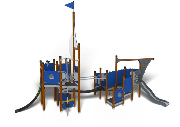 Structure multi-jeux 3 à 12 ans - UniPlay Agir 8071072 - Poteaux bois et panneaux HPL - Hags_1