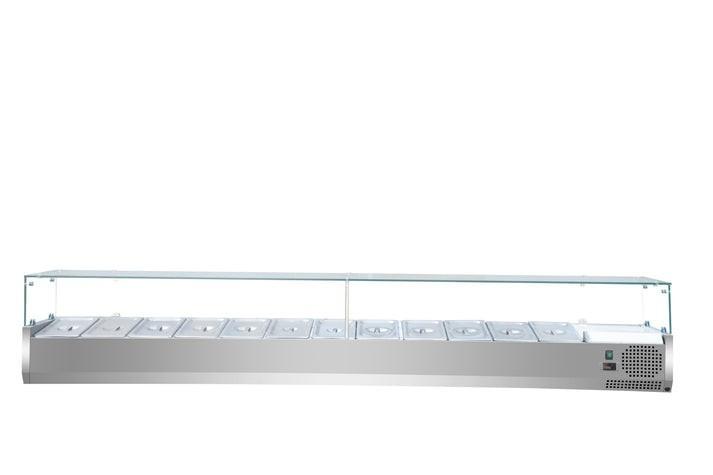Vitrine réfrigérée à poser THV2520/380 - capacité 12 bacs GN1/3, 2520 x 395 x 435 mm_1