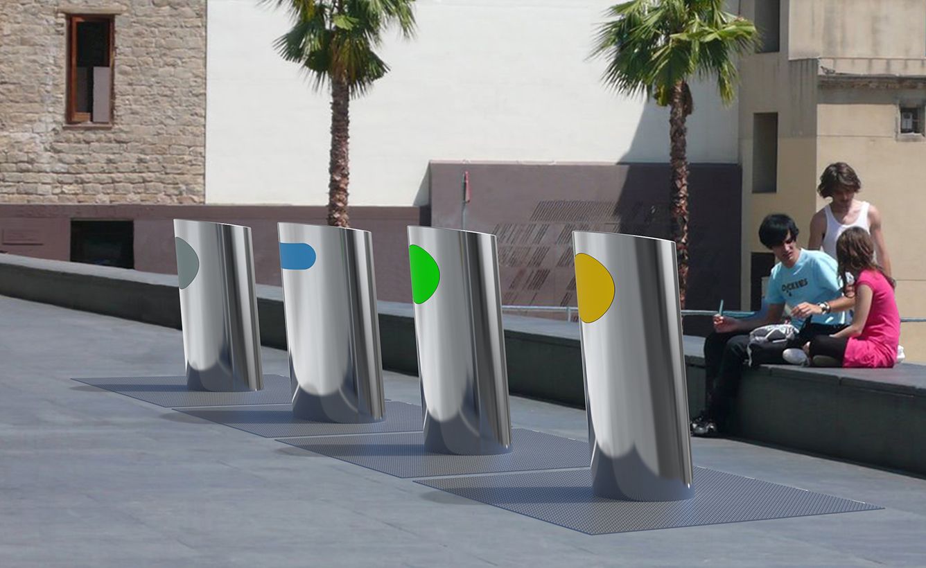 Ecoilhas éco point - poubelle publique - Larus - acier inox - collecte sélective_1