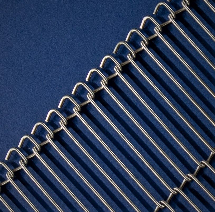 Tapis à mailles lisière arrondie - Bandes transporteuses métalliques Wirebelt - Poids moyen 1.3 à 2.6 kg/m²_1