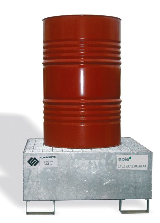 Bac de rétention pour fûts de 200 L - acier galvanisé - stockage de liquides inflammables et non corrosifs - fabrication française_1