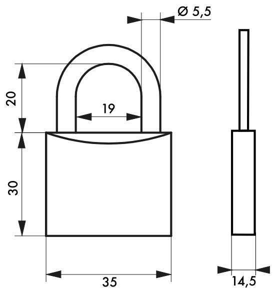 Cadenas à clé Thirard - Type 1 - 35 mm - Corps en laiton monobloc - Anse acier cémenté - Garantie 10 ans_1