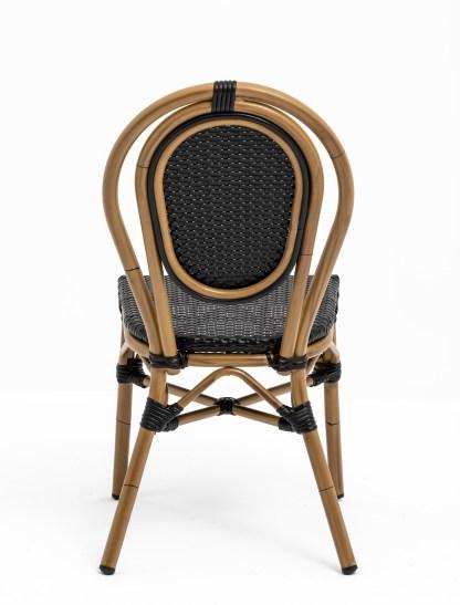 Chaise de terrasse LEPIC - tressage noir en aluminium et cannage polyrotin - légère, empilable et résistante_1