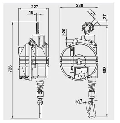 Équilibreur enrouleur 9431-9433 - câble inox - capacité 15 à 60 kg - course 2500 mm_1