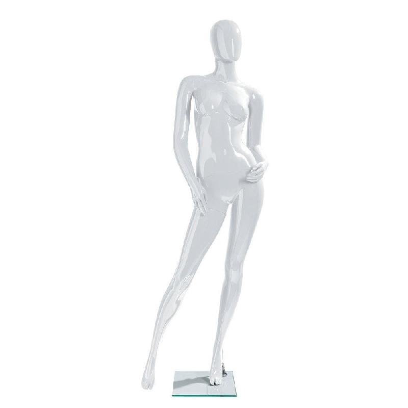 Mannequin femme modulable blanc laqué sans tête déhanché - polypropylène résistant aux fissurations_1