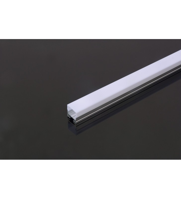 Profilé aluminium 2m - modèle SPF - section 20x20 mm avec diffuseur opale - référence PROFALUO_1