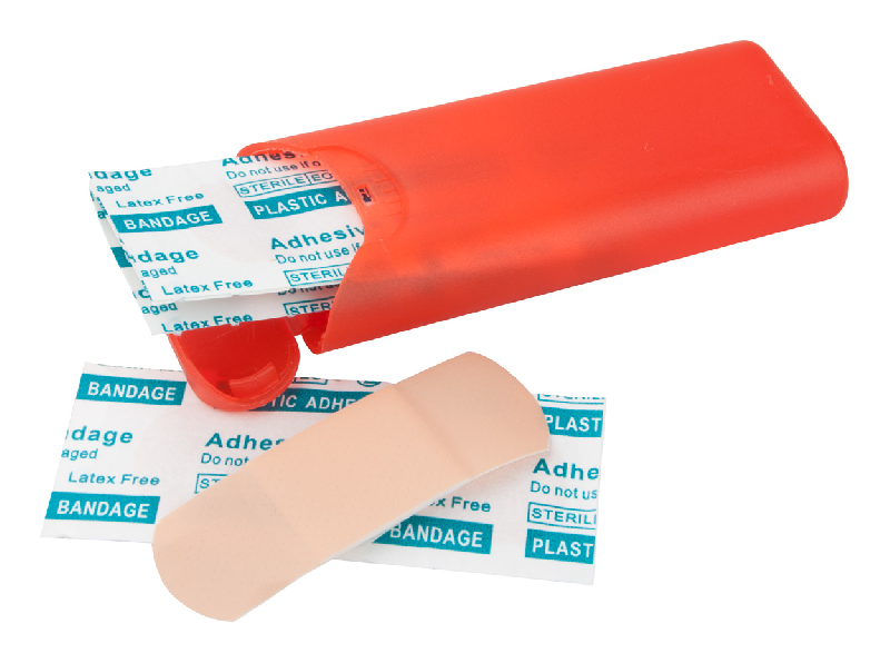 Pansements - boîte en plastique rouge avec 5 pansements - 10g_1