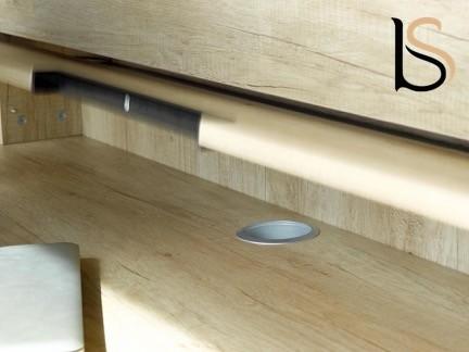 Banque d'accueil lumineuse avec étagère- Ofitres - 157, Droite, Beige brillant_2