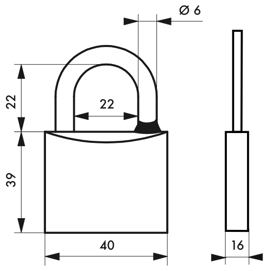 Cadenas à clé de chantier en acier inoxydable - 40 mm - corps laiton monobloc - marque Thirard_1