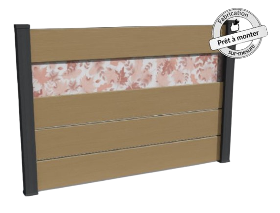 Clôture composite ajourée originale avec bandeau imprimé Aveiro - Résistante aux UV, entretien minimal, sur-mesure_1