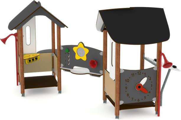 Structure multi-jeux pour enfants 1 à 5 ans - Unimini Iza 8046481 - HAGS - Poteaux bois et panneaux HPL, beige_1