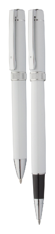 Set écriture - Stylo à bille et roller en aluminium avec finition brillante - Livré en boîte cadeau noire_1