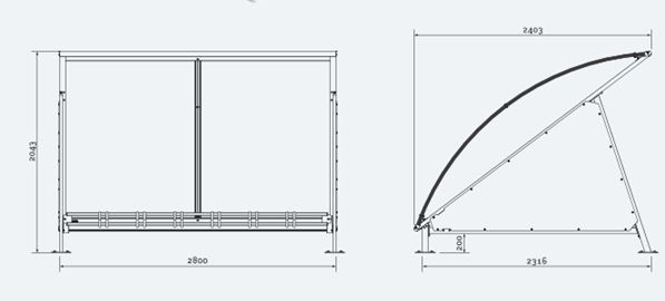 Abri-vélos Demi-Lune - robuste et élégant pour le rangement des deux-roues, avec bardages latéraux et range-vélos intégré_1