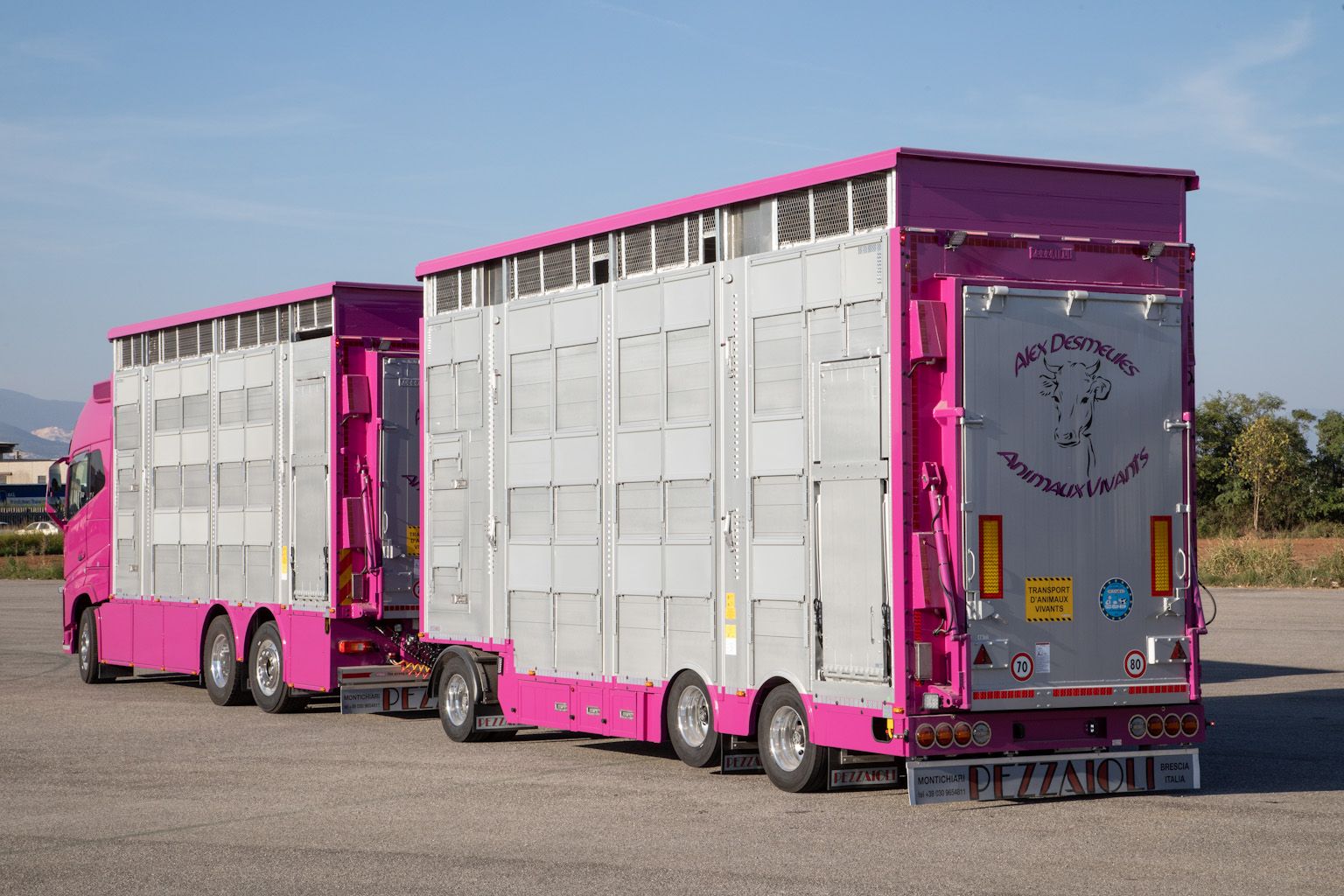 Bétaillère avec toit réglable en hauteur et portes latérales et arrière