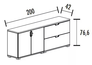 Arm. 2 portes + 1 étagère + 2 tir. Doss. Sus. (L : 200 cm x P : 42 cm x H : 76,60 cm) So Laroya_1