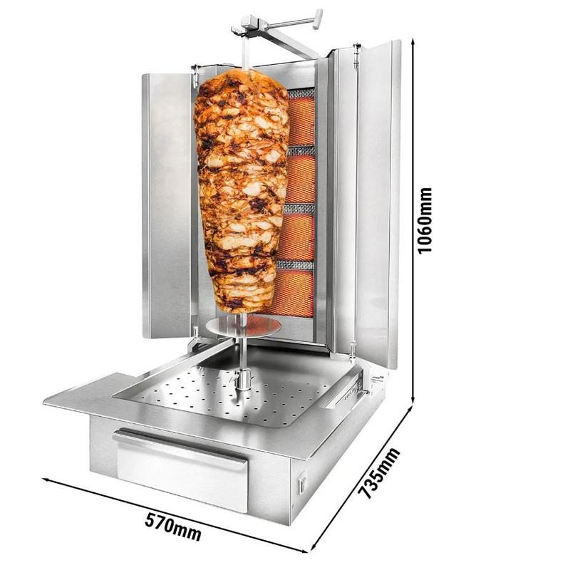 Grill Döner kebab gaz 4 brûleurs max 60 kg avec tôle de protection - moteur en bas_1