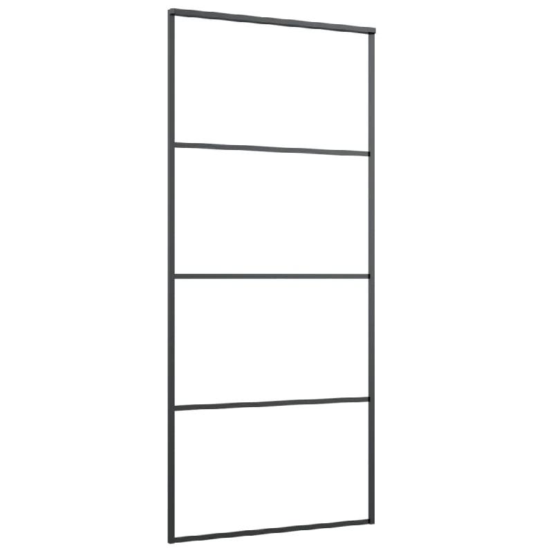 Vidaxl porte coulissante aluminium et verre esg 90x205 cm noir 149480_1