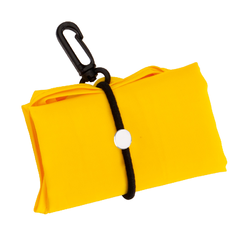 Sac shopping pliable - Polyester 190T - Avec mousqueton en plastique - Couleur jaune_1