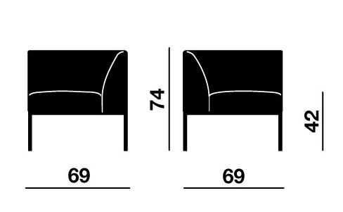 Canapé modulable ASTRO, version angle avec dossier - Offisit. - Prune_2