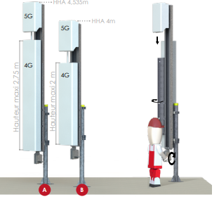Déport d'antenne Switch'Up - Système pivotant 4G/5G - Hauteur maximale 3700-4535 mm_1
